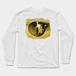 Sleepy Cat Watercolor Expressionism Long Sleeve T-Shirt